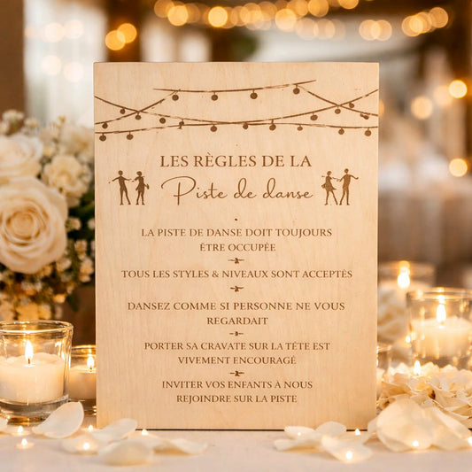 Pancarte règles de la piste de danse